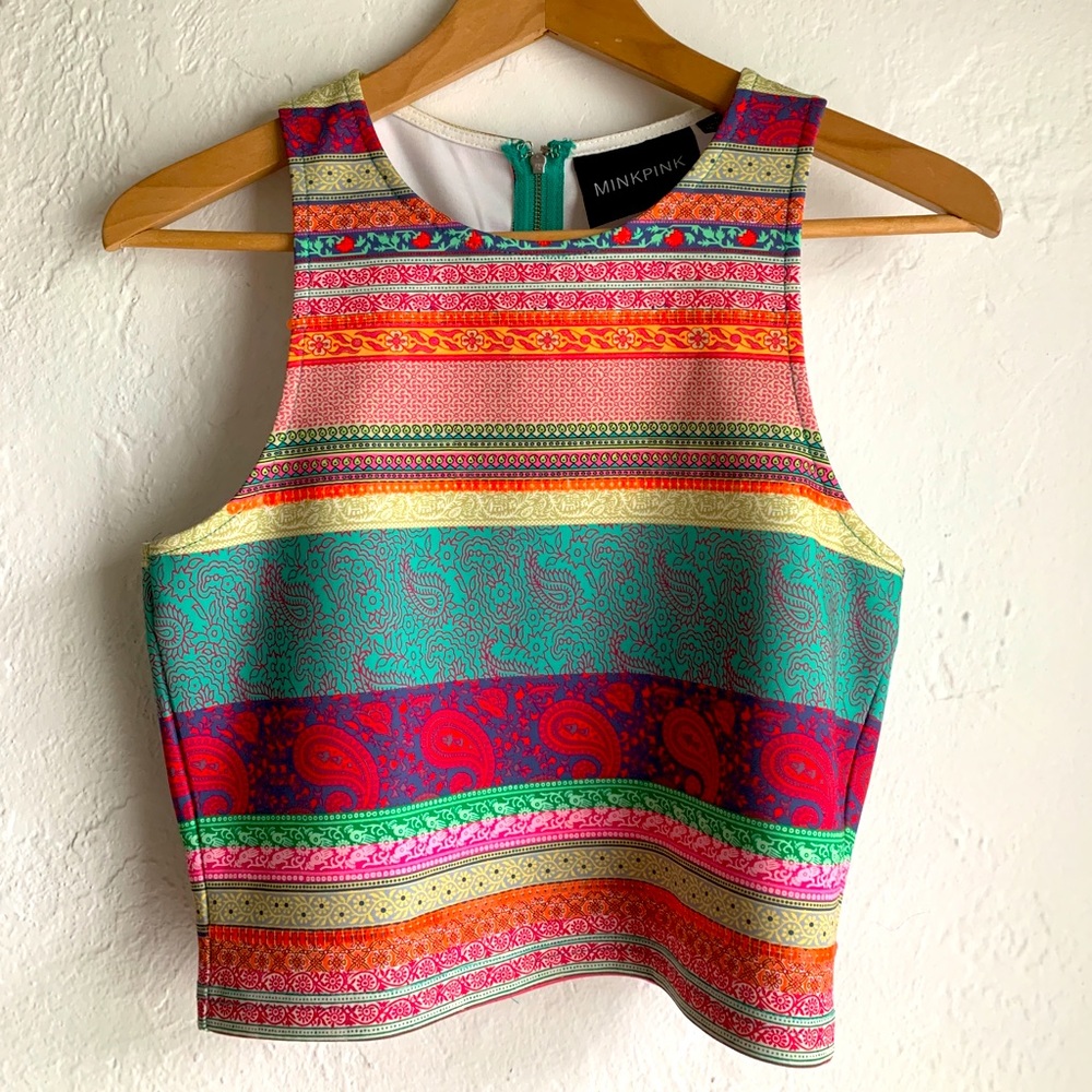 Sleeveless multi-pattern Minkpink top